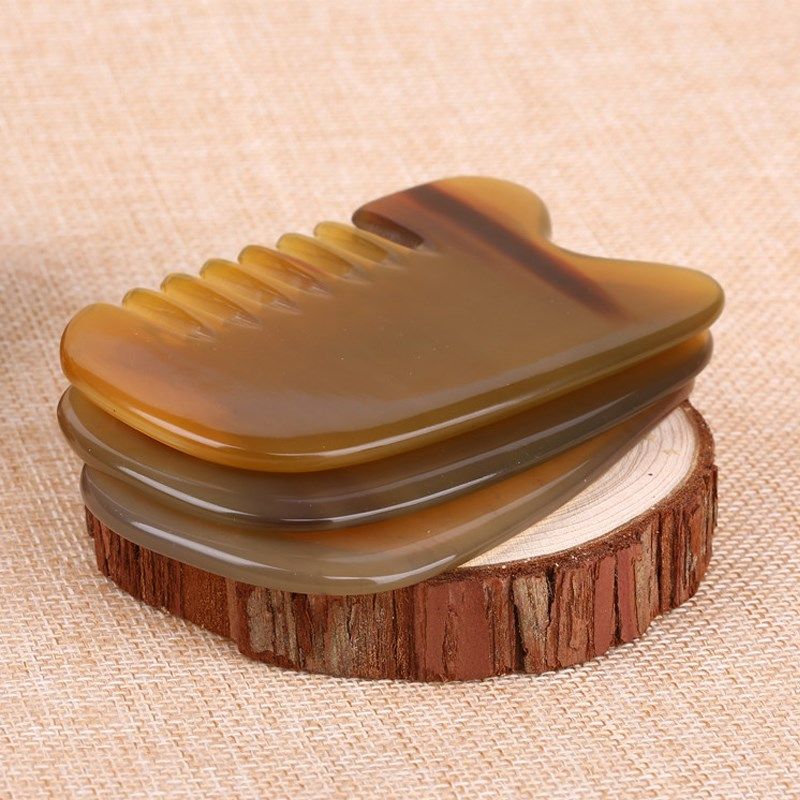 天然黄水牛角梳六齿经络梳刮痧板大号头部按摩防脱发白发宽齿梳子,淘宝优惠券,粉丝福利购,淘宝优惠卷