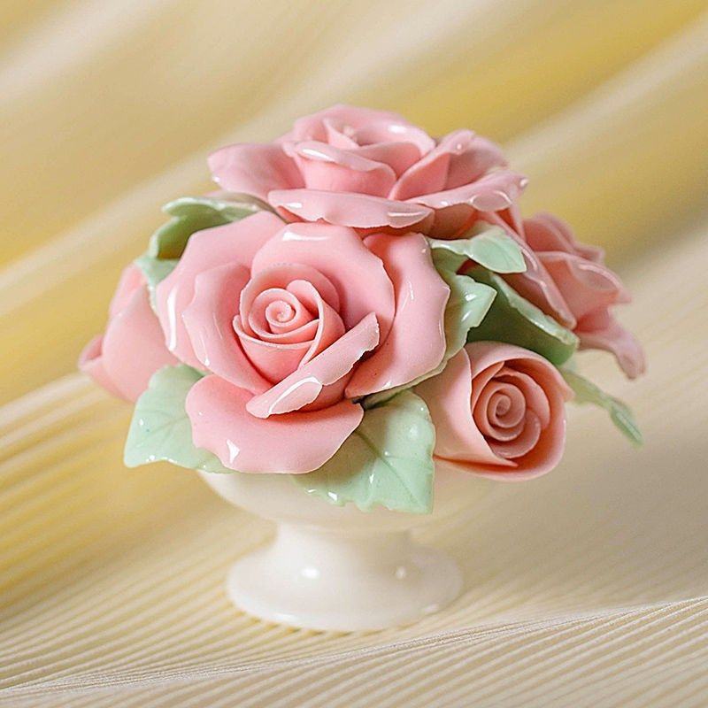 迷你陶瓷手工小花篮非遗纯手工捏花玫瑰少女心礼品小摆件客厅饰品,淘宝优惠券,粉丝福利购,淘宝优惠卷