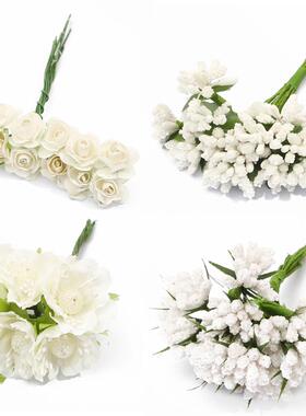 6/10/12/50/60/90/144Pcs White Hybrid Flower Cherry Stamen Be