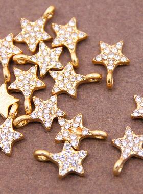 10pcs 13*9mm Metal Zinc Alloy MINI Inlaid rhinestones Pentag