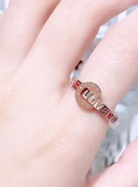 Color diamond ring female titanium steel couple ring fashion