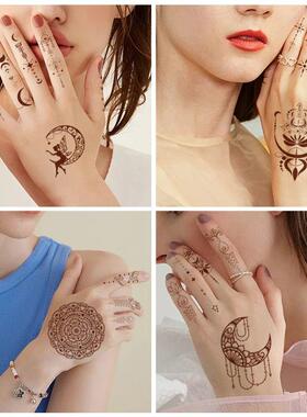 10pcs Small Size Henna Tattoo Stickers For Women, Moon, Shee
