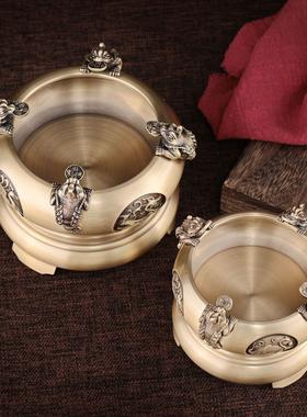 聚宝盆转转铜旋转香炉创意香炉四方来财香炉