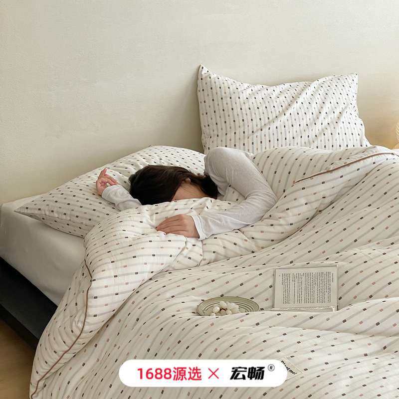 全棉色织酵洗云感被子被芯蚕丝蛋白被家用春秋被冬被纯棉宿舍单人,淘宝优惠券,粉丝福利购,淘宝优惠卷