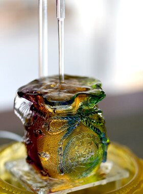 聚宝盆琉璃流水摆件循环水招财进宝聚财家用旺宅收银台钱袋福袋