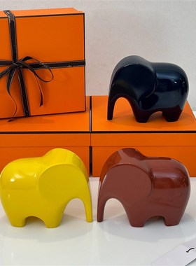 欧式奢品摆件招财小象小马手工漆面客厅书房桌面镇纸样板间装饰品