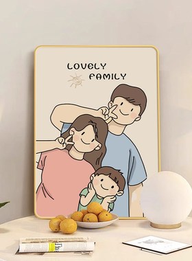 奶油风一家三四口客厅装饰画沙发餐厅主卧室床头房间桌面摆台画