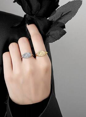 -Retro sun and moon ring minimalist hipster niche MC ring de