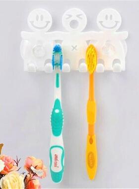 3Pcs Cute Smile Face Toothbrush Holders Stand Wall Sucker