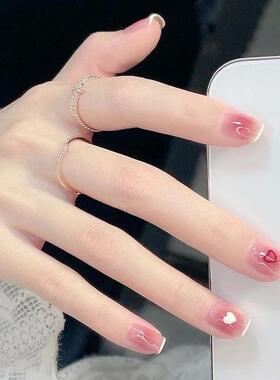 Explosive Style 24pcs False Nail Wearable Heart Sweet And Si