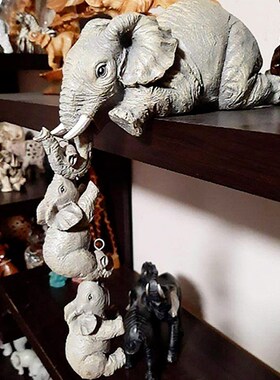 3pcs/set Cute Elephant Figurines Elephant Holding Baby Eleph