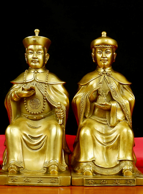 纯铜胡三太爷胡三太奶像摆件 胡三太爷太奶 黄三太爷太奶铜像家用