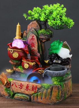 假山流水玉白菜摆件工艺品摆设办公室客厅玄关店铺开业1530招财