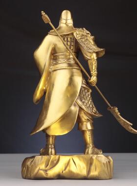 杨铜记 铜站关公创意礼品 家居办公室摆件 铜关公 新托宝关公