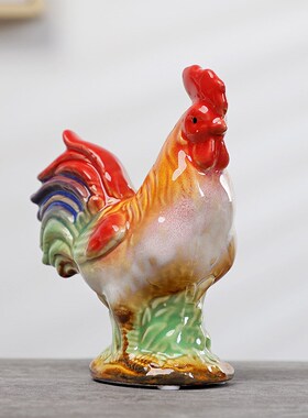 龙年陶瓷鸡摆件吉祥物家居客厅酒柜装饰高档工艺摆设乔迁新居礼品