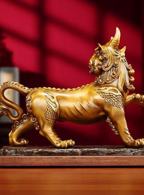 铜欣祥 黄铜瑞兽《谛听》摆件 办公室家居礼品