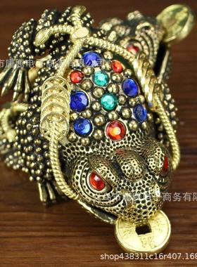 黄铜金蟾摆件招米客厅书房办公室纯铜创意工艺品咬钱吸金小铜器