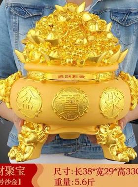 金色聚宝盆 天天聚财天天进宝 树脂工艺品摆件 开业家居装饰礼品