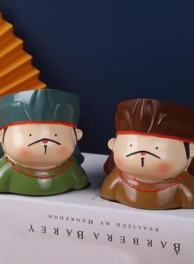 新中式国潮诗人卡通笔筒桌面装饰品文创市集小摆件工艺品礼品摆摊