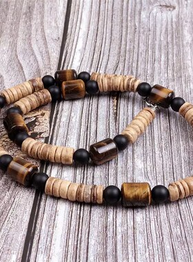 Trendy Simple Black Matte Stone Beads Necklace Men Summer
