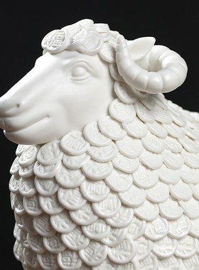 东方泥土 陶瓷家居客厅办公室电视柜装饰摆件开业商务礼品/万福羊