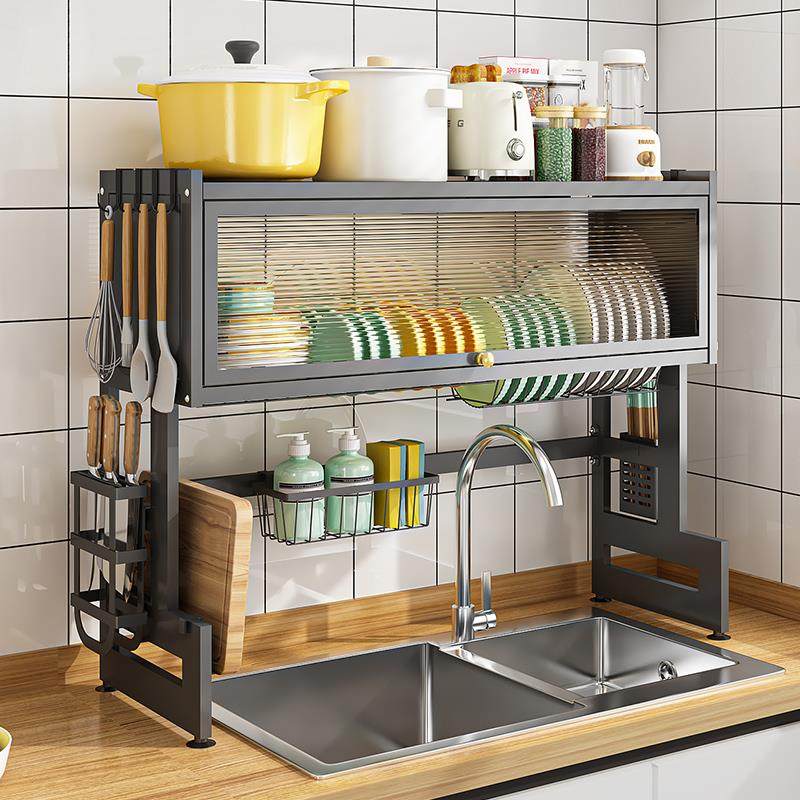 kt厨房水槽置物架碗碟沥水架带柜门碗柜台面放碗防尘柜水盆碗架收,淘宝优惠券,粉丝福利购,淘宝优惠卷