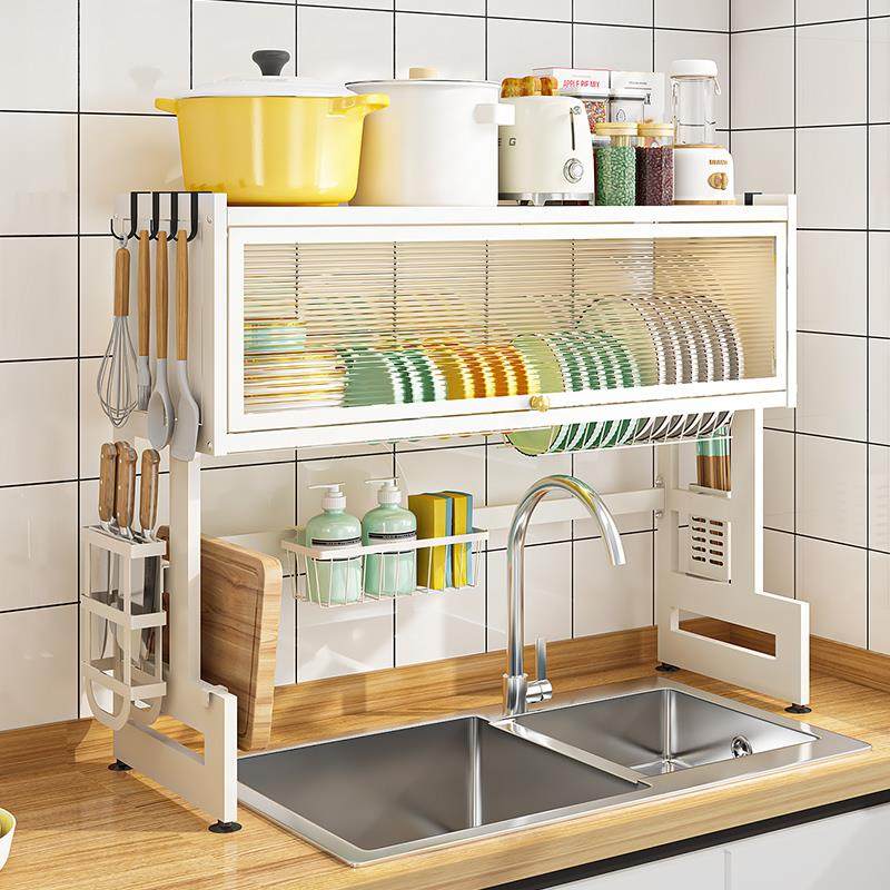 kt厨房水槽置物架碗碟沥水架带柜门碗柜台面放碗防尘柜水盆碗架收,淘宝优惠券,粉丝福利购,淘宝优惠卷