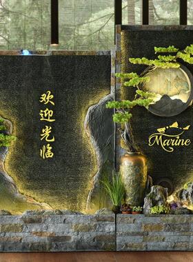 流水墙水幕墙流水屏风隔断公司大堂酒店落地摆件假山喷泉庭院景观