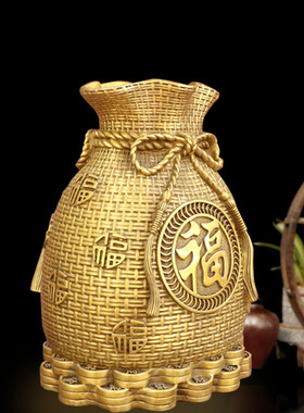 铜金钱袋摆件招财进宝储钱罐聚宝盆商铺桌面装饰家居客厅玄关摆放