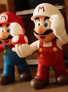 超级耐看复古怀旧爱吃蘑菇的玛丽公仔模型电玩主题装饰摆件