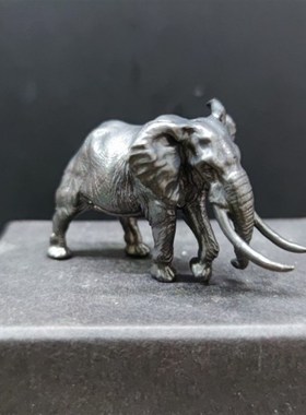 黄铜实心做旧迷你猛犸象猛兽大象摆件工艺品鱼缸造景桌面摆件招财