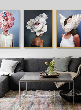 Modern Figure Lady Head Flower Picture Home Decor Nordic Can