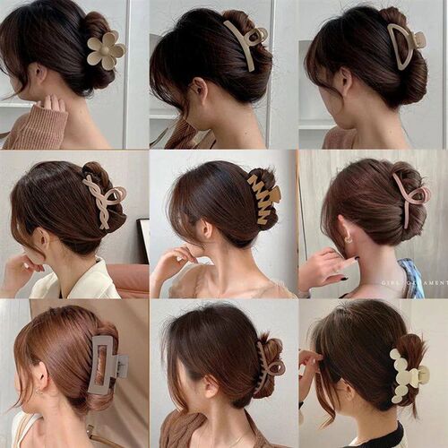 Women Hair Claw Clips Korea Coffee Beige Acrylic Large Hair - 图0