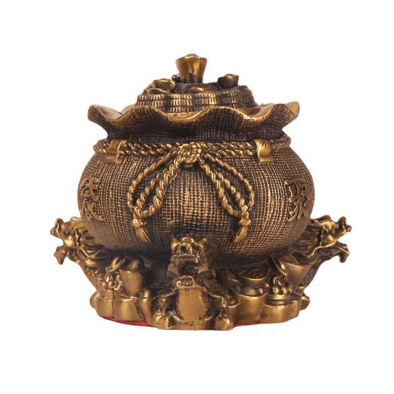杨铜记 铜聚宝袋 铜聚宝盆 钱袋 摆件工艺品 龙头聚宝盆,淘宝优惠券,粉丝福利购,淘宝优惠卷