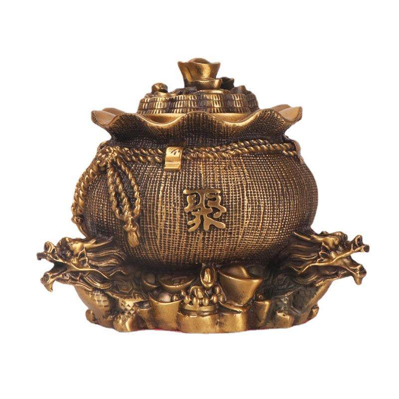 杨铜记 铜聚宝袋 铜聚宝盆 钱袋 摆件工艺品 龙头聚宝盆,淘宝优惠券,粉丝福利购,淘宝优惠卷