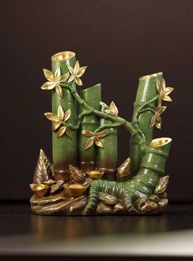 富贵竹笔筒摆件节节高升招财竹子客厅酒柜办公室餐厅高档装饰品