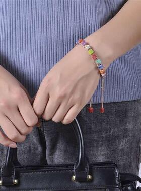 Bohemian Square Emperor Stone Brlet Braided Colorful Natural