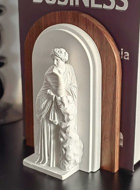 中古风实木书挡个性创意人像书立民宿卧室玄关书柜桌面法式摆件