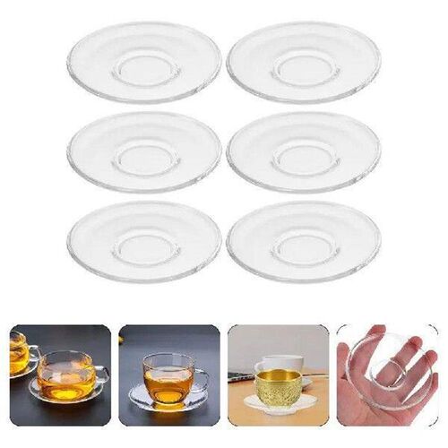 6 Pcs Glass Saucer Round Transparent Coffee Snack Small - 图1