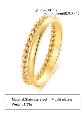 Set of 2 Stacking Ring for WomenStainless Steel 2mm Thin Gol