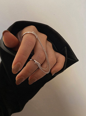 2021 Fashion Punk Chain Double Ring Set Women Hip Hop Open R