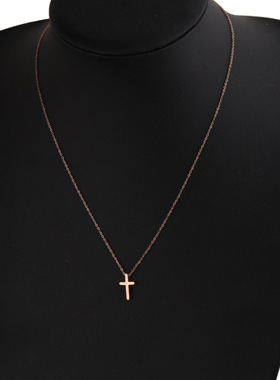 Mirror Stainless Steel Exquisite Small Hole Bead Cross Neckl