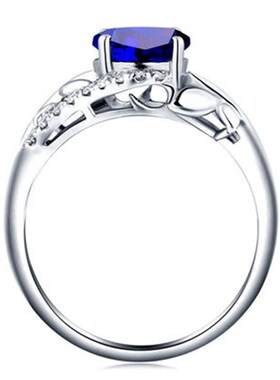 Popular egg-shaped diamond ring inlaid with blue crystal zir