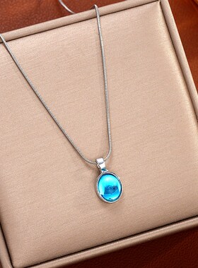 Aquamarine Necklace Pendant Clavicle Chain海蓝宝石项链锁骨链