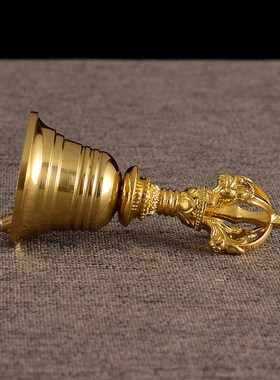 金刚铃杵黄铜西藏密宗用品供具迷你手摇小铃铛五股金刚杵小号摆件