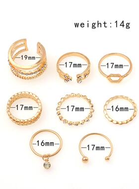 rendy Boho Crystal Joint Ring Set For Women Geometric Knuckl