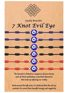 6 Pcs/set Luckly Blue Evil Eye Braided Bracelet Women Red