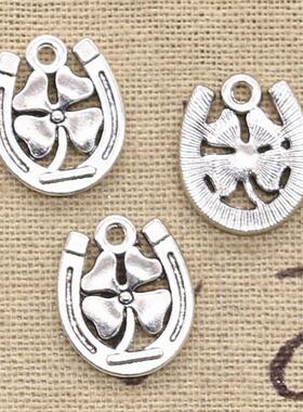 12pcs Charms Horseshoe Lucky Clover 18x15mm Antique Making P