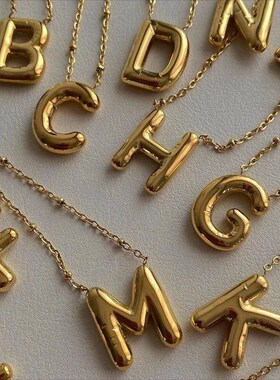 Smooth Stainless Steel Bubble letter Initial Pendant Chunky