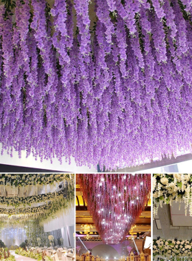 12Pcs Wisteria Artificial Flower Rattan Wreath Arch Wedding